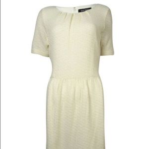 Ellen Tracy Ivory Metallic-Knit Dress- 16